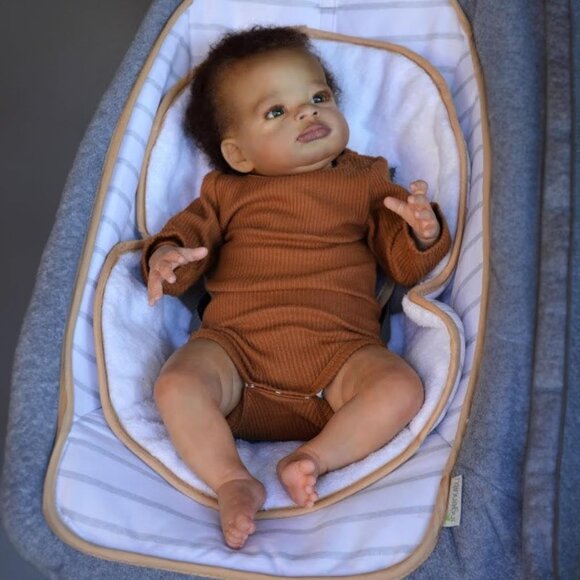 20Inch African American Realistic Reborn Boy Lifelike Newborn Doll Gift for Kids